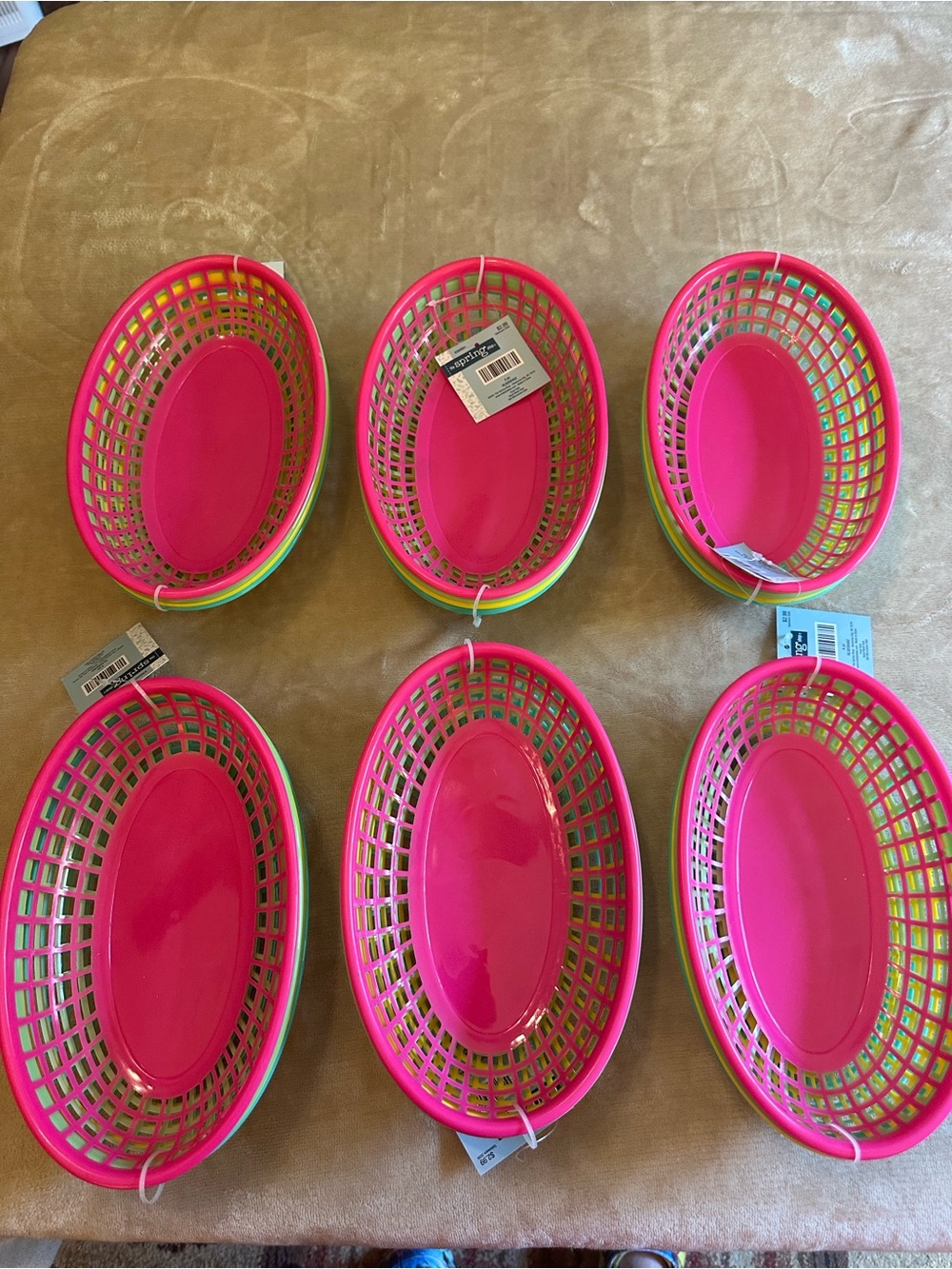 Bright Plastic Serving Baskets - Set of 24